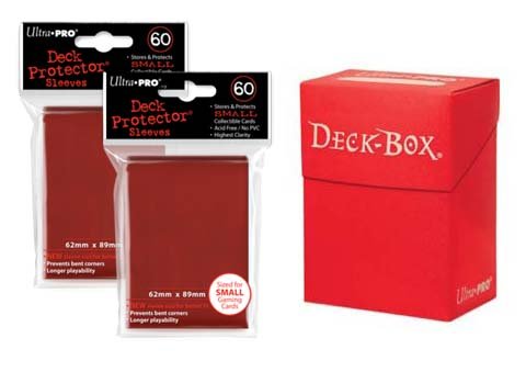 1 x Red Deck Box for Trading Cards and 120 Red YUGIOH SIZE Sleeves [Toy]